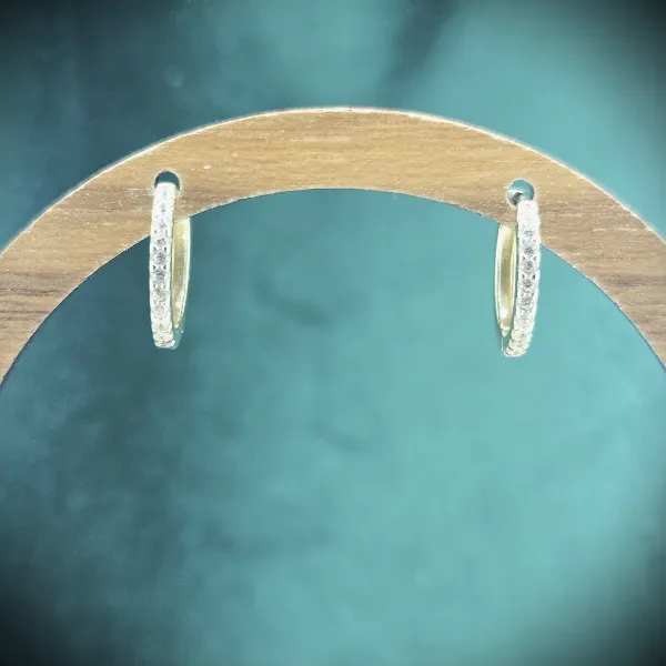  Thumbnail of 12mm 9ct Yellow Gold CZ Huggie Earrings 