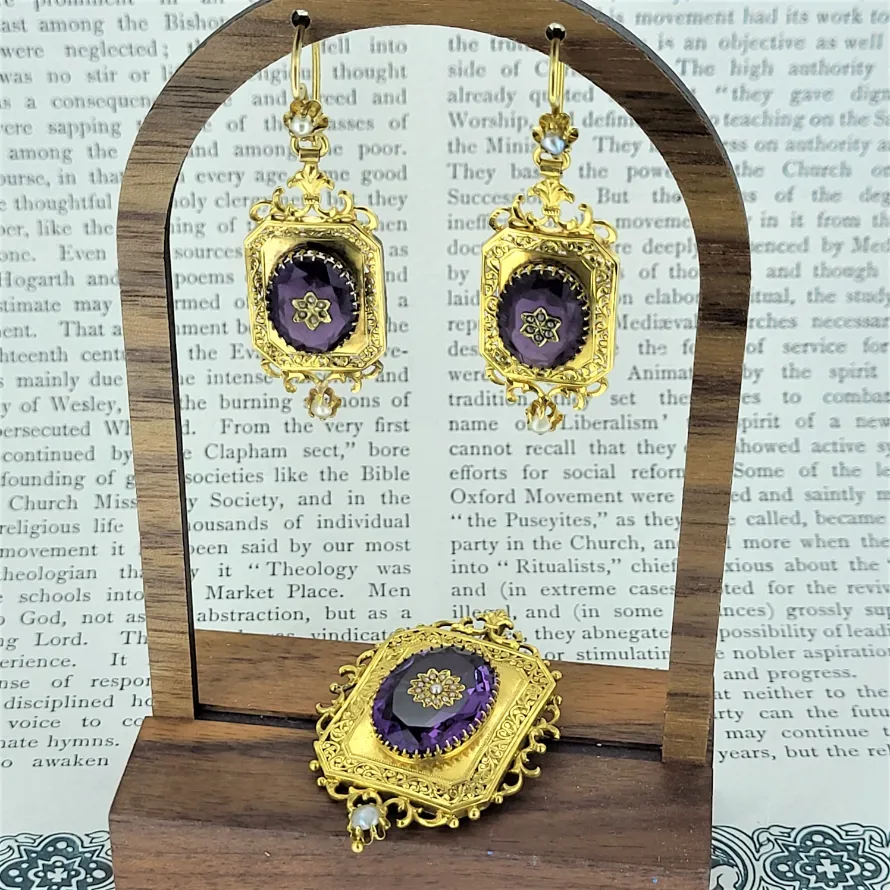 18ct Yellow Gold Amethyst Pendant and Earring Set-amethyst-and-18ct-gold-pendant-and-earrings-set.webp