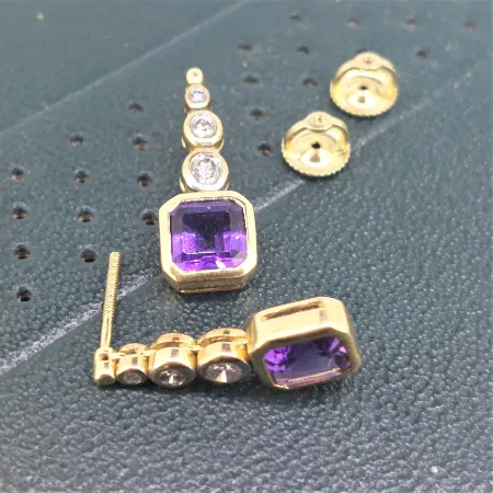 Amethyst & Diamond Drop Earrings-amethyst-diamond-earring.webp