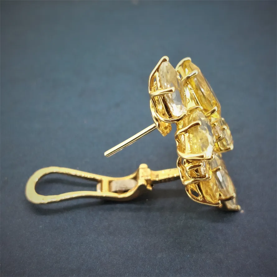 18ct Gold, Diamond, Citrine, Peridot & AquaMarine Earrings-diamond-colour-gemstone-earrings.webp
