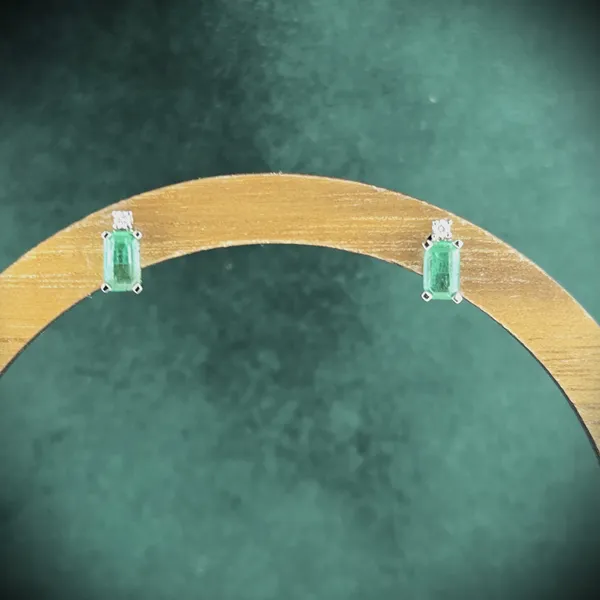 Emerald & Diamond Platinum Earrings
