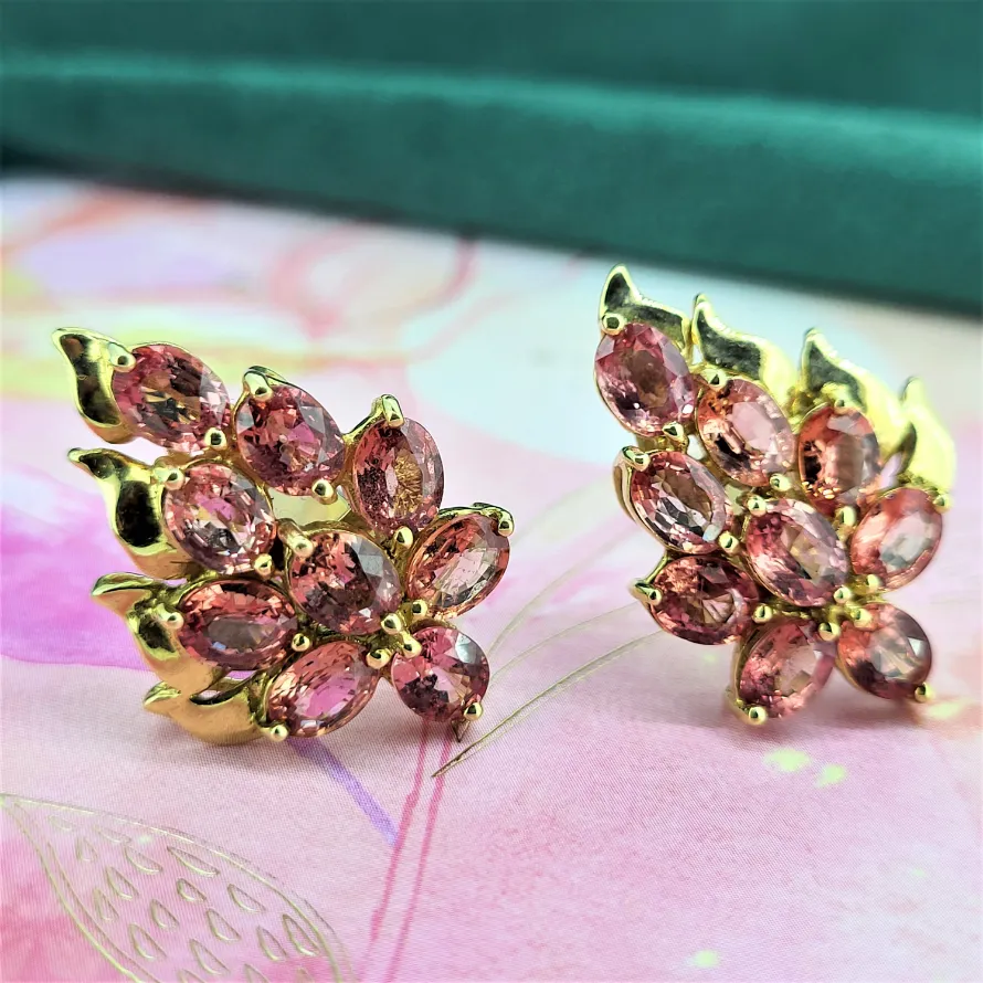 Fancy Gold & Pink Sapphire Earrings-fancy-pink-earrings-dublin.webp