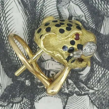 1970s 18ct Gold, Diamond & Ruby Jaguar Earrings-gold-jaguar-cat-earrings.webp