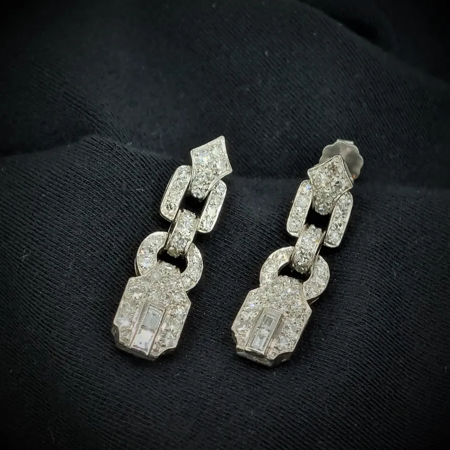 Platinum Art Deco Diamond Earrings-platinum-diamond-art-deco-earrings-dublin.webp
