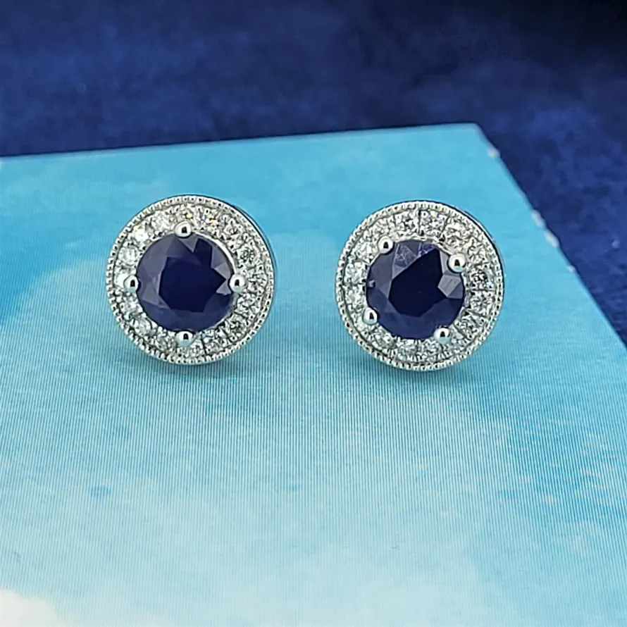 Sapphire & Diamond Stud Earrings-sapphire-and-diamond-studs-dublin.webp