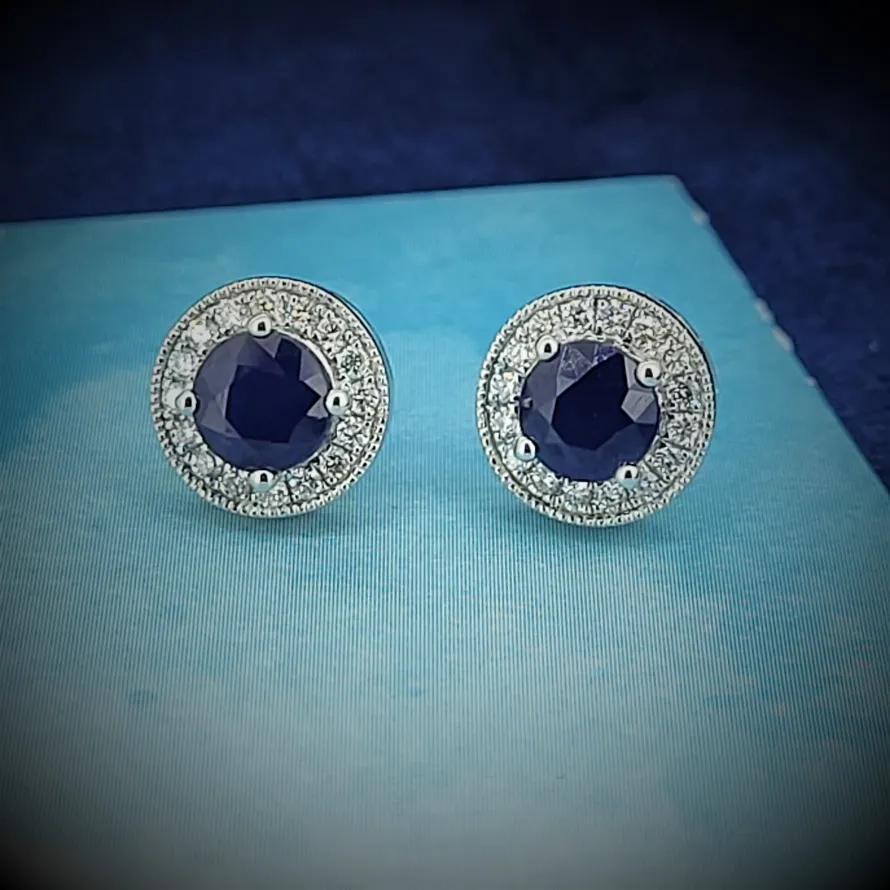 Sapphire & Diamond Stud Earrings-sapphire-and-diamond-studs-dublin.webp