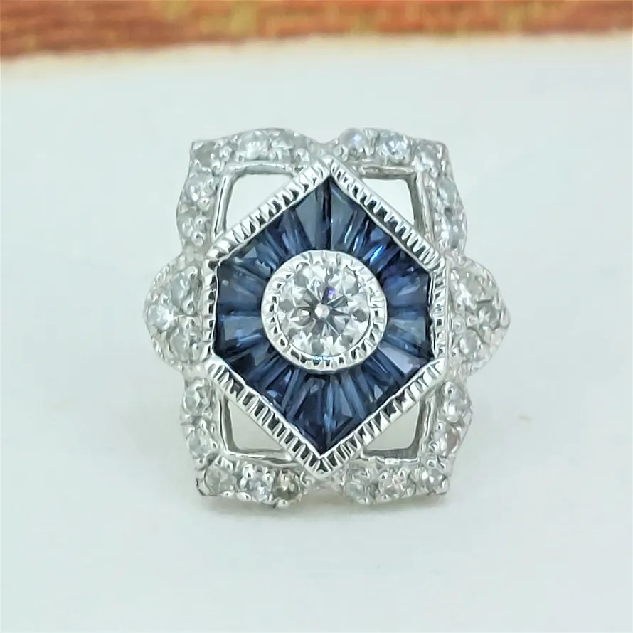 Art Deco Style Diamond & Sapphire Earrings-sapphire-diamond-art-deco-earrings-malahide.webp