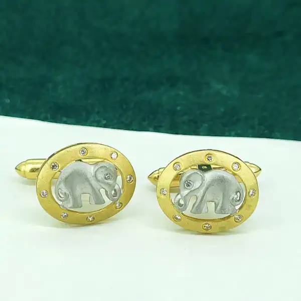 18ct Gold Elephant Cufflinks with Diamonds-18ct-gold-2-colour-elephant-cufflinks.webp