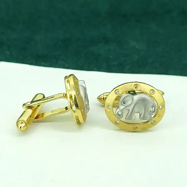 18ct Gold Elephant Cufflinks with Diamonds-18ct-gold-2-colour-elephant-cufflinks.webp