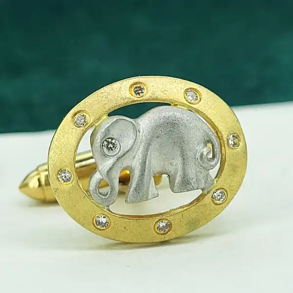 18ct Gold Elephant Cufflinks with Diamonds-18ct-gold-2-colour-elephant-cufflinks.webp