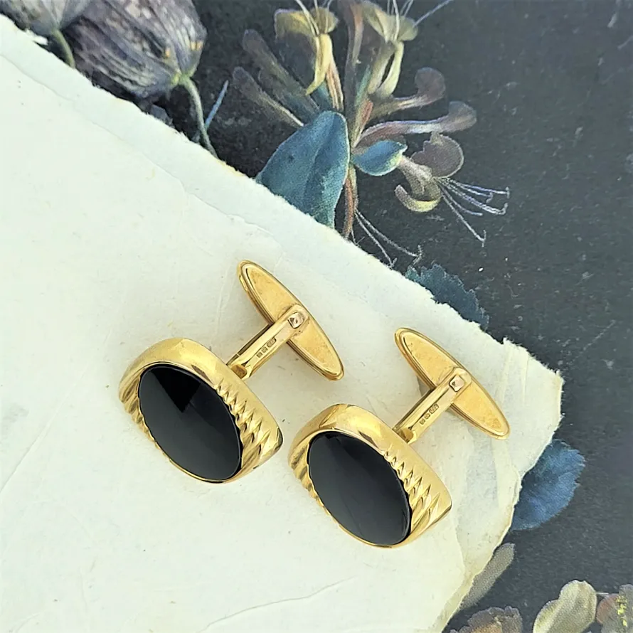 Black Onyx and 9ct Gold Cufflinks-9ct-gold-and-onyx-cufflinks.webp