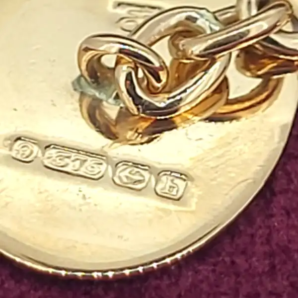 Date 1907! 9ct Gold Antique Cufflinks with Birmingham Hallmark-9ct-hand-engraved-oval-cufflinks-from-1907.webp