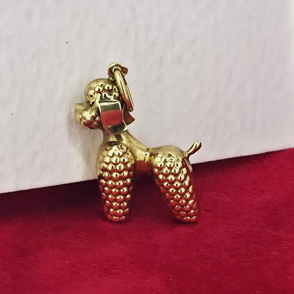 14ct Poodle Charrm/Pendant- Front View 