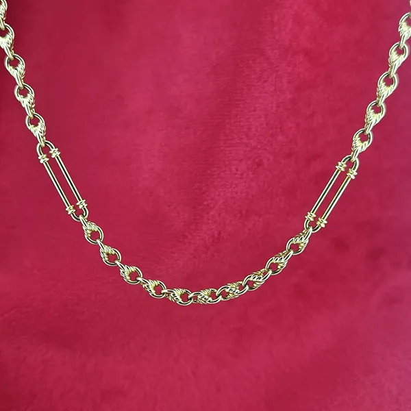Antique Yellow Gold 15ct Longuard Chain with Double Dog Clip- Front View 