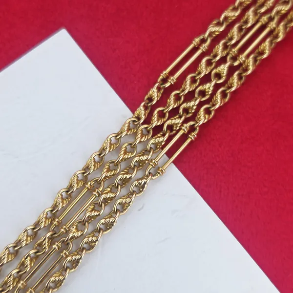 Antique Yellow Gold 15ct Longuard Chain with Double Dog Clip- Reverse Angle 