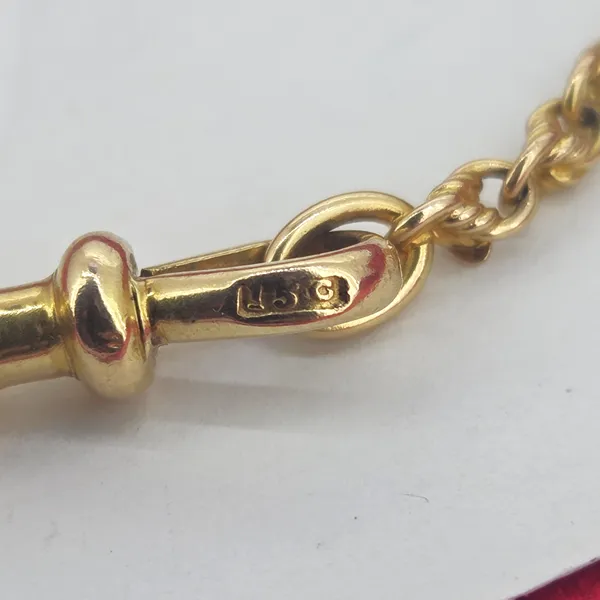 Antique Yellow Gold 15ct Longuard Chain with Double Dog Clip-Original 