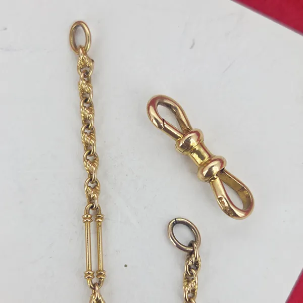 Antique Yellow Gold 15ct Longuard Chain with Double Dog Clip-Small 