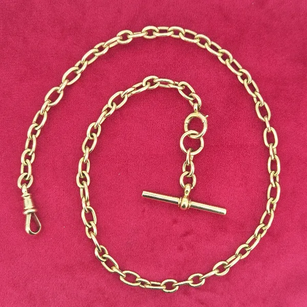 Rare 15ct Gold Loose Belcher Albert Style Necklace-15ct-yellow-gold-stamped-albert-with-tbar.webp