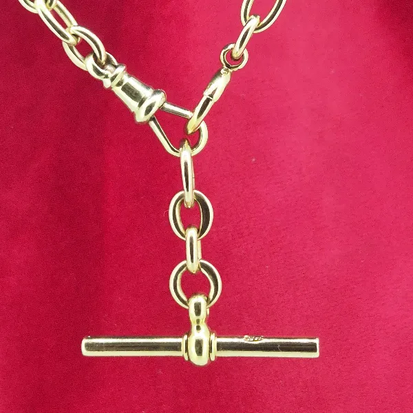 Rare 15ct Gold Loose Belcher Albert Style Necklace-15ct-yellow-gold-stamped-albert-with-tbar.webp