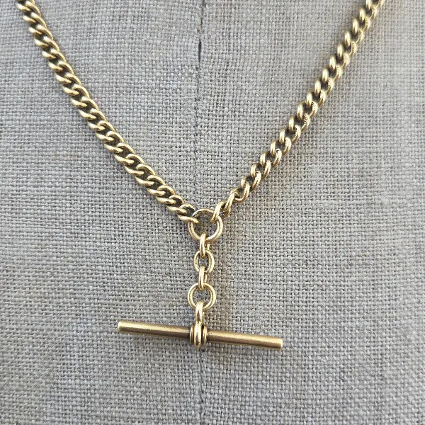 18ct Antique Albert Chain in Yellow Gold-Left View 