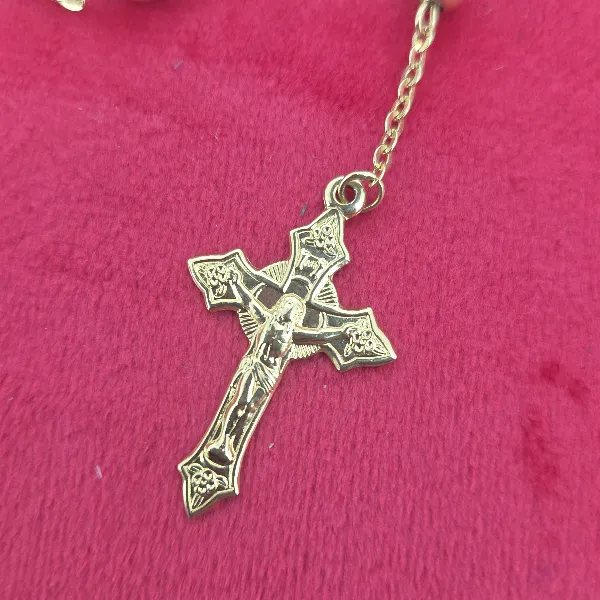 18ct Yellow Gold Rosary Bead Necklace- Reverse Angle 