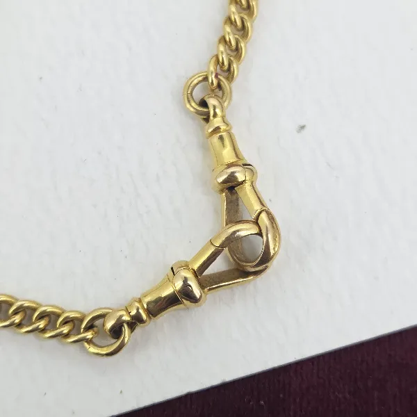 Antique 18ct Yellow Gold Albert Chain with T-Bar- Magnified 
