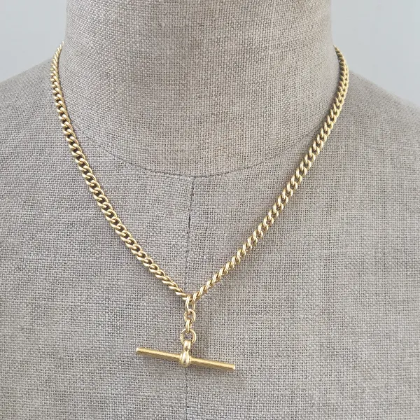 Antique 18ct Yellow Gold Albert Chain with T-Bar-Small 