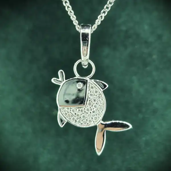 Diamond Jewellery Ireland  - 18ct White Gold Diamond Fish Pendant/Charm with Chain