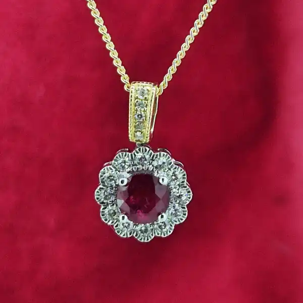 18ct Gold Ruby & Diamond Pendant-18ct-yellow-and-white-gold-ruby-dia-pendant.webp