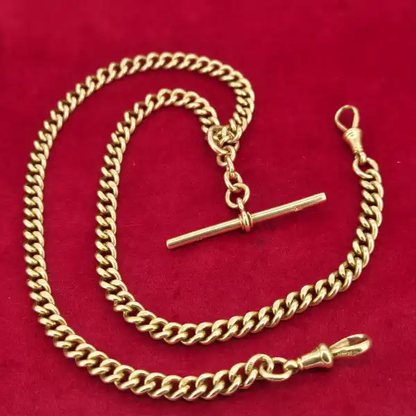 Insanely Rare 18ct Albert Chain with Rolling T-Bar-18ct-yellow-gold-albert-chain-with-rolling-t-bar-and-swivels.webp