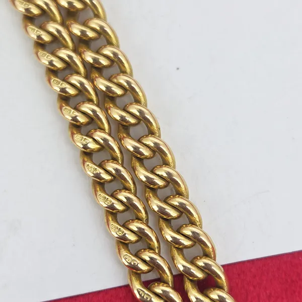 18ct Yellow Gold LONG Albert Chain with Medal by Fattorini & Sons- Crown View 