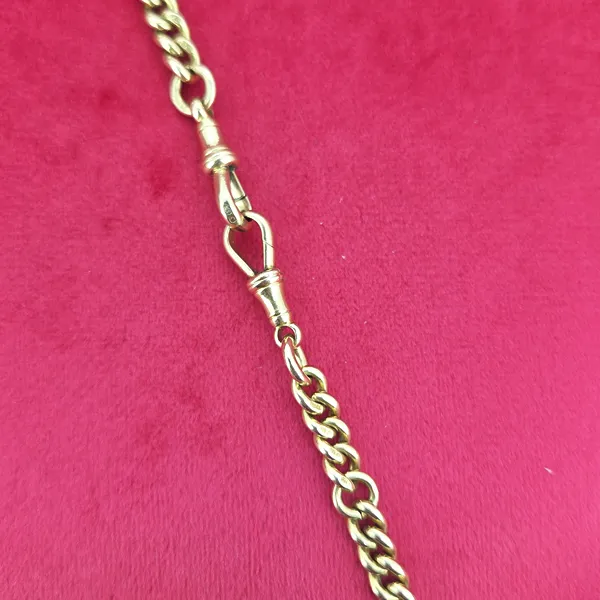 18ct Yellow Gold LONG Albert Chain with Medal by Fattorini & Sons- Magnified 