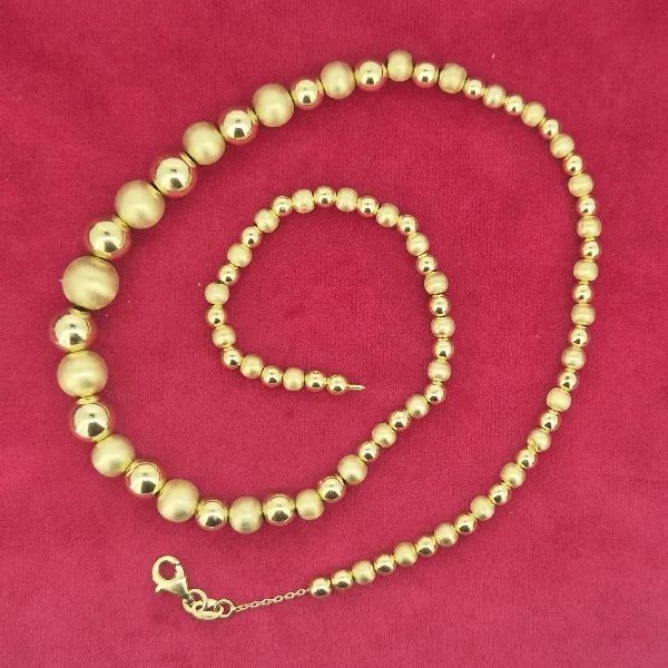 18ct Yellow Gold Bead Necklace-18ct-yellow-gold-polished-satin-bead-necklace.webp