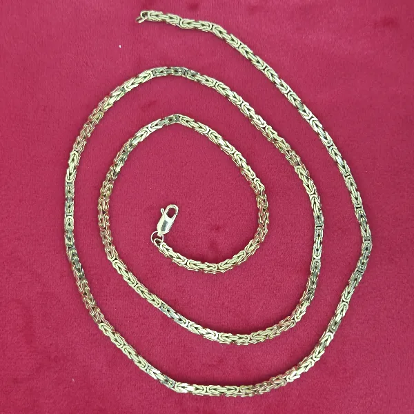 24 inch 9ct Gold Byzantine Necklace- Side View 