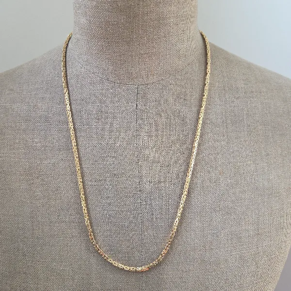24 inch 9ct Gold Byzantine Necklace-Top Left View 
