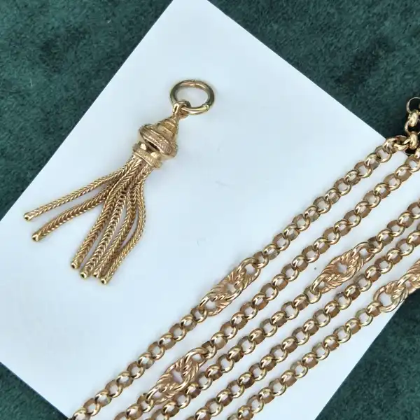 60" 9ct Rose Gold Longuard with Removable Tassel-60-inch-longaurd-chain-with-tassel-pendant.webp