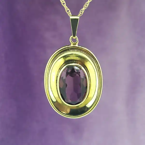 8ct Amethyst Pendant on a 9ct Pendant Chain-8ct-amethyst-pendant-with-9ct-chain.webp