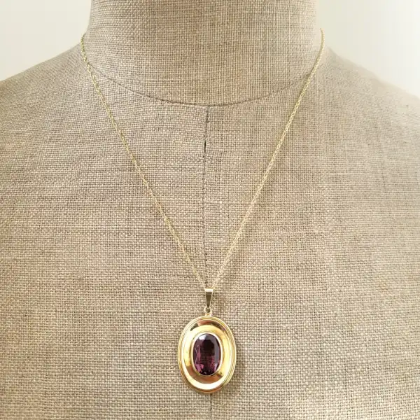 8ct Amethyst Pendant on a 9ct Pendant Chain-8ct-amethyst-pendant-with-9ct-chain.webp