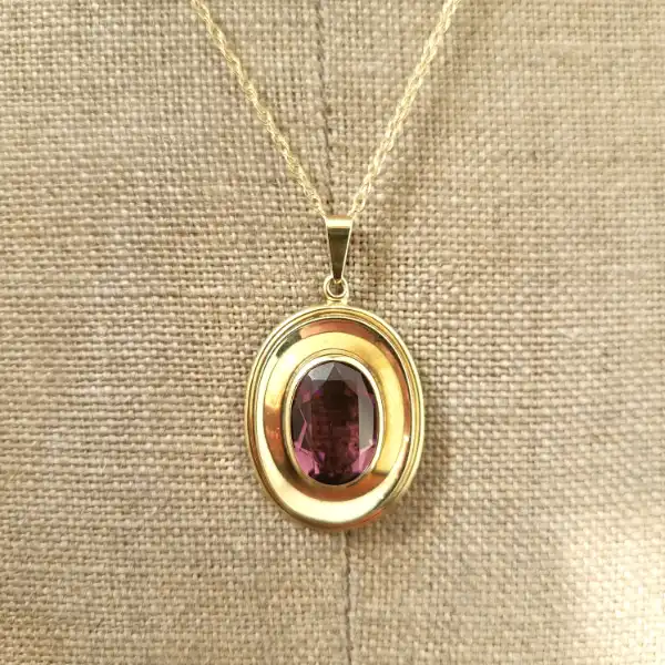 8ct Amethyst Pendant on a 9ct Pendant Chain-8ct-amethyst-pendant-with-9ct-chain.webp