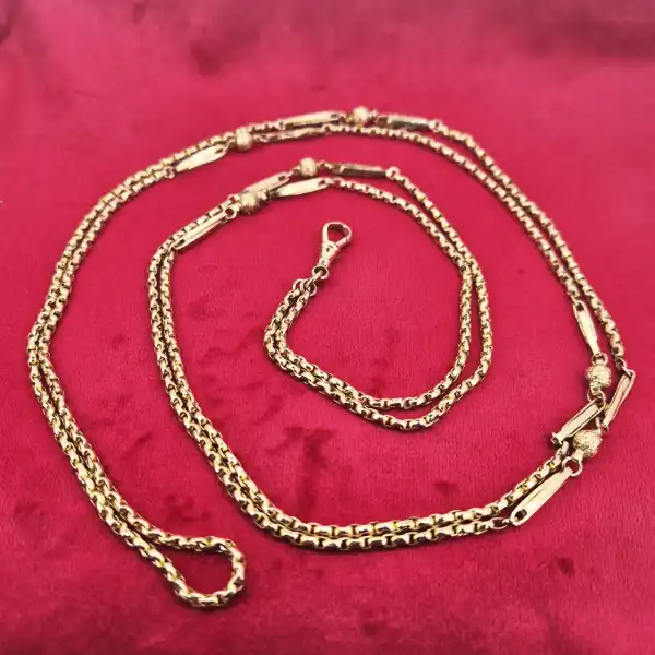 Fancy Antique 9ct Gold Longuard Chain-9ct-gold-52-inch-guard-chain.webp