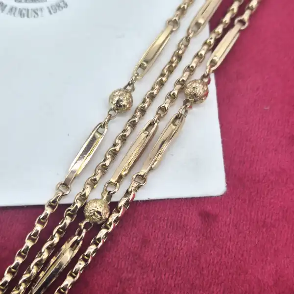 Fancy Antique 9ct Gold Longuard Chain-9ct-gold-52-inch-guard-chain.webp