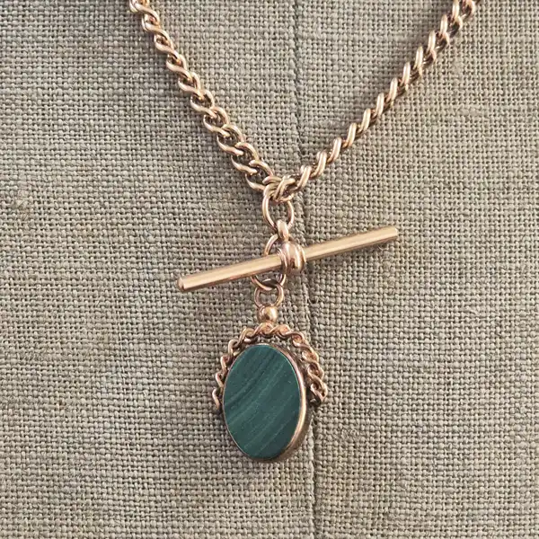 9ct Gold T-Bar Necklace with Cameo Fob-9ct-gold-albert-chain-with-cameo-fob.webp