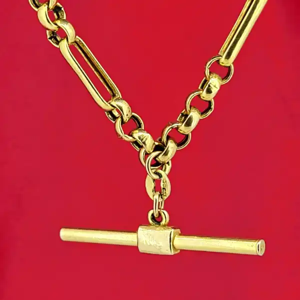 9ct Yellow Gold Fancy T-Bar Chain-9ct-gold-belcher-figaro-style-t-bar-chain.webp