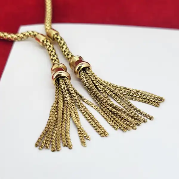 9ct Yellow Gold Tassel Necklace-9ct-gold-double-tassel-lariat-style-necklace.webp