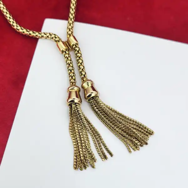 9ct Yellow Gold Tassel Necklace-9ct-gold-double-tassel-lariat-style-necklace.webp