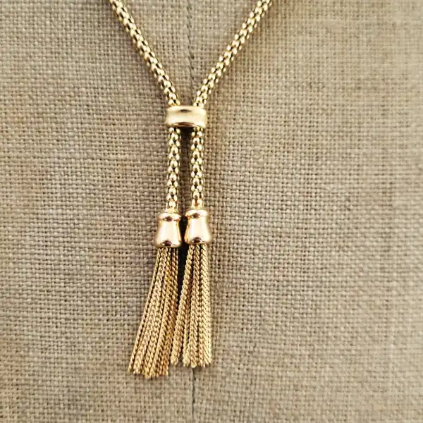 9ct Yellow Gold Tassel Necklace-9ct-gold-double-tassel-lariat-style-necklace.webp