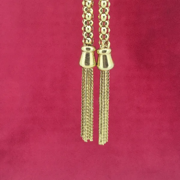 9ct Yellow Gold Tassel Necklace-9ct-gold-double-tassel-necklace.webp