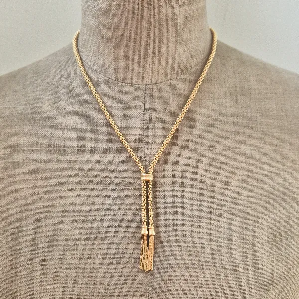 9ct Yellow Gold Tassel Necklace-9ct-gold-double-tassel-necklace.webp