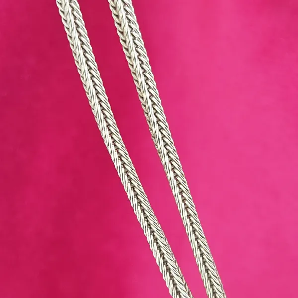 Antique 9ct Gold Foxtail Necklace with a Knotted Tassel - Reverse Angle 