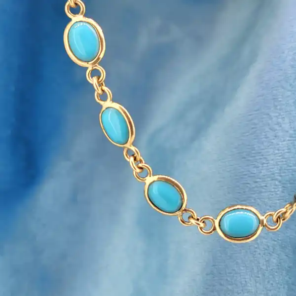 Fancy Gold & Turquoise Necklace-9ct-gold-oval-turquoise-necklace.webp